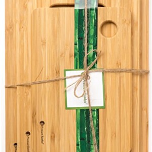 #1 Best Bamboo Cutting Board Set. A Set of 3 Chopping Boards made out of ♻ Eco-friendly ♻ and Natural Bamboo. These Strong Wood Cutting Boards are Light Weight yet Durable by Premium Bamboo