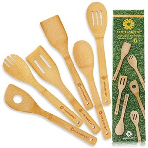Kitchen Utensil Set Wooden Spoons - 6 pcs Bamboo Wooden Spoons & Spatula Cooking Utensils