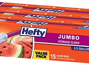 Hefty Slider Jumbo Storage Plastic Bags - 2.5 Gallon Size