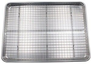Checkered Chef Baking Sheet and Rack Set - Aluminum Cookie Sheet Tray/Half Sheet Pan for Baking with Stainless Steel Oven Safe Cooling Rack