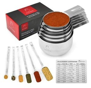 Kitchen Compliments Professional Quality Stainless Steel Measuring Set - 13 Piece Measuring Cups and Measuring Spoons Set - Liquid or Dry Ingredients - Stackable for Easy Storage - Includes eBook