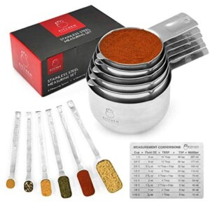 Kitchen Compliments Professional Quality Stainless Steel Measuring Set - 13 Piece Measuring Cups and Measuring Spoons Set - Liquid or Dry Ingredients - Stackable for Easy Storage - Includes eBook