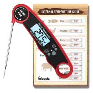 Digital Instant Read Meat Thermometer & Internal Temperature Guide Magnet - Wireless BBQ Meat Probe