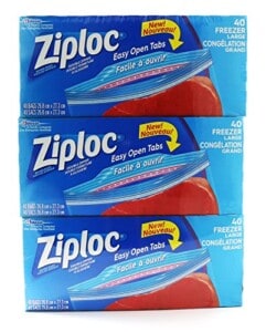 Ziploc Freezer Bags with Easy Open Tabs - 3 x 40 Large Bags (26.8 x 27.3 cm)