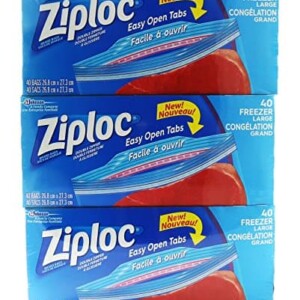 Ziploc Freezer Bags with Easy Open Tabs - 3 x 40 Large Bags (26.8 x 27.3 cm)