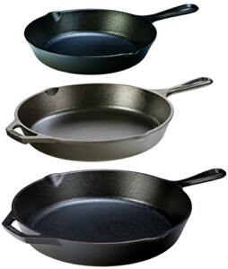 Lodge Seasoned Cast Iron 3 Skillet Bundle. 12” + 10.25” + 8” Set of 3 Cast Iron Frying Pans