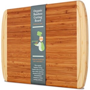 Greener Chef Extra Large Bamboo Cutting Board - Lifetime Replacement Cutting Boards for Kitchen - 18 x 12.5 Inch - Organic Wood Butcher Block and Wooden Carving Board for Meat and Chopping Vegetables