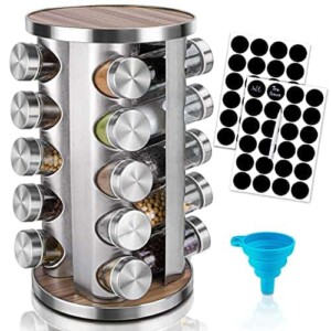 Rotating Spice Rack Organizer with Jars(20Pcs)