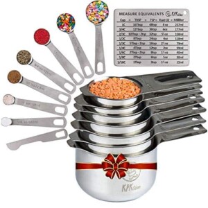 Stainless Steel Measuring Cups and Spoons Set: 7 Cup and 7 Spoon Metal Sets of 14 for Dry Measurement - Home Kitchen Gadget