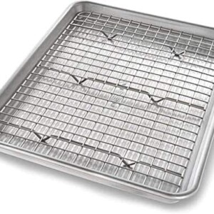 USA Pan Quarter Sheet Baking Pan and Bakeable Nonstick Cooling Rack