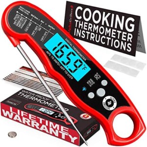Alpha Grillers Instant Read Meat Thermometer for Grill and Cooking. Best Waterproof Ultra Fast Thermometer with Backlight & Calibration. Digital Food Probe for Kitchen