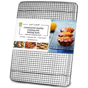 Ultra Cuisine 100% Stainless Steel Wire Cooling Rack for Baking fits Half Sheet Pans Cool Cookies