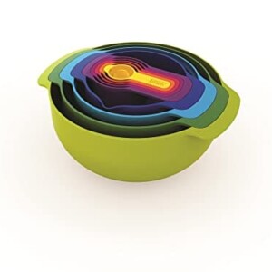 Joseph Joseph Nest 9 Nesting Bowls Set with Mixing Bowls Measuring Cups Sieve Colander