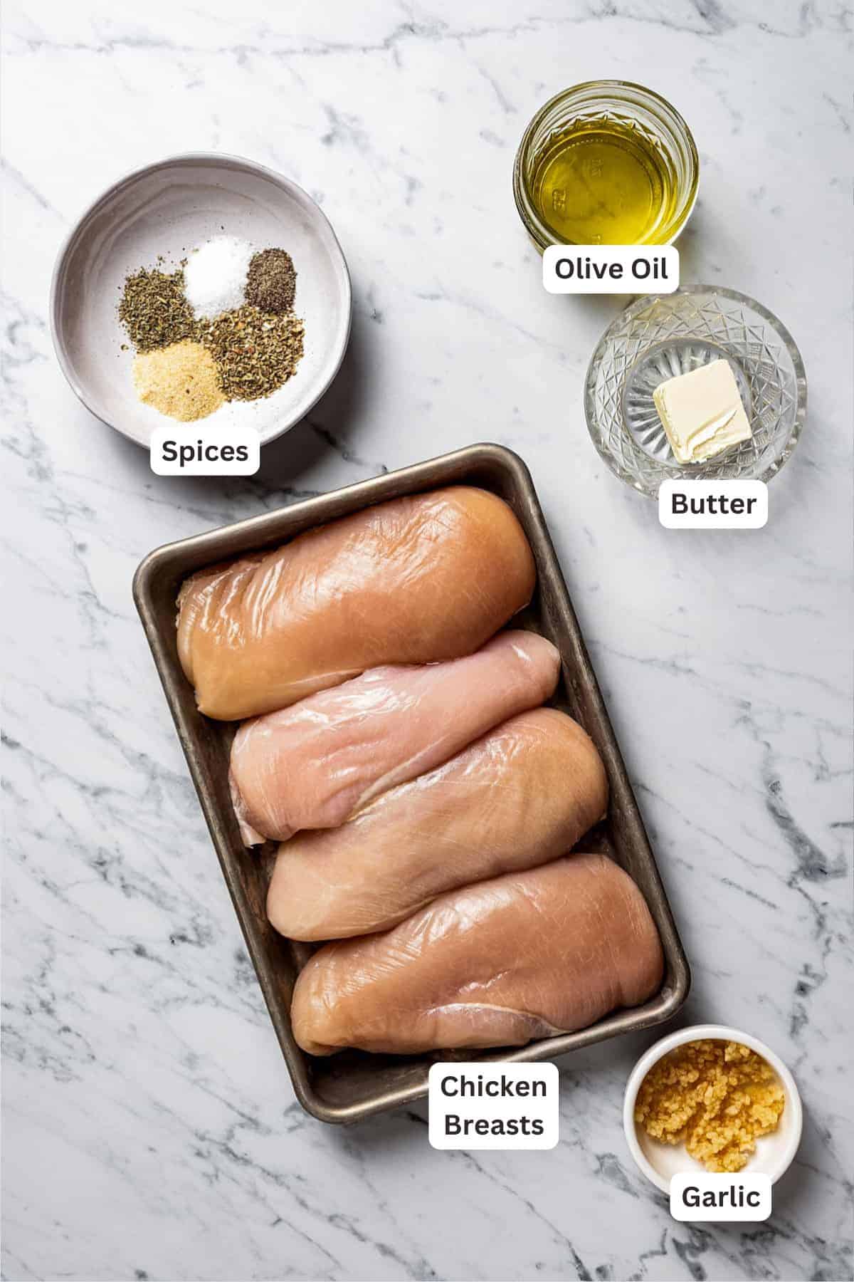 Ingredients for Baked Chicken Breast.