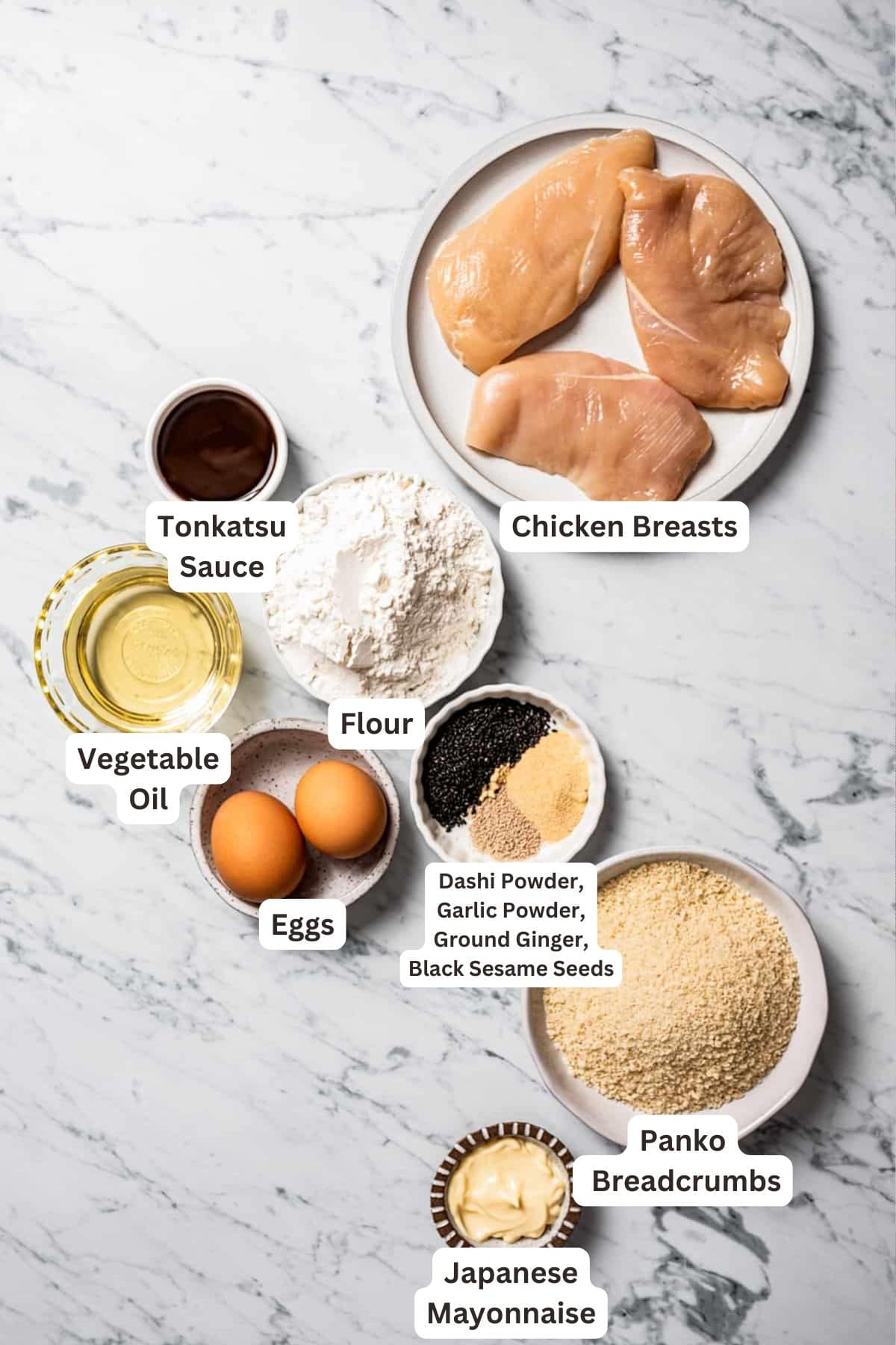 Ingredients for Chicken Katsu.