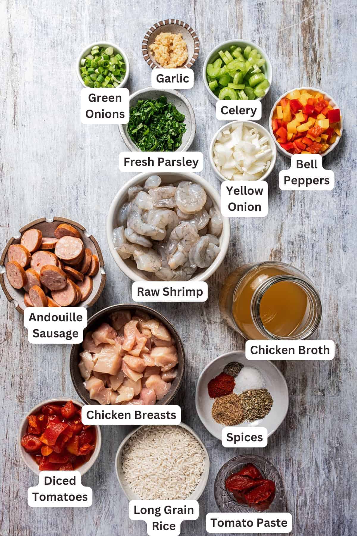 Ingredients for Jambalaya Recipe.