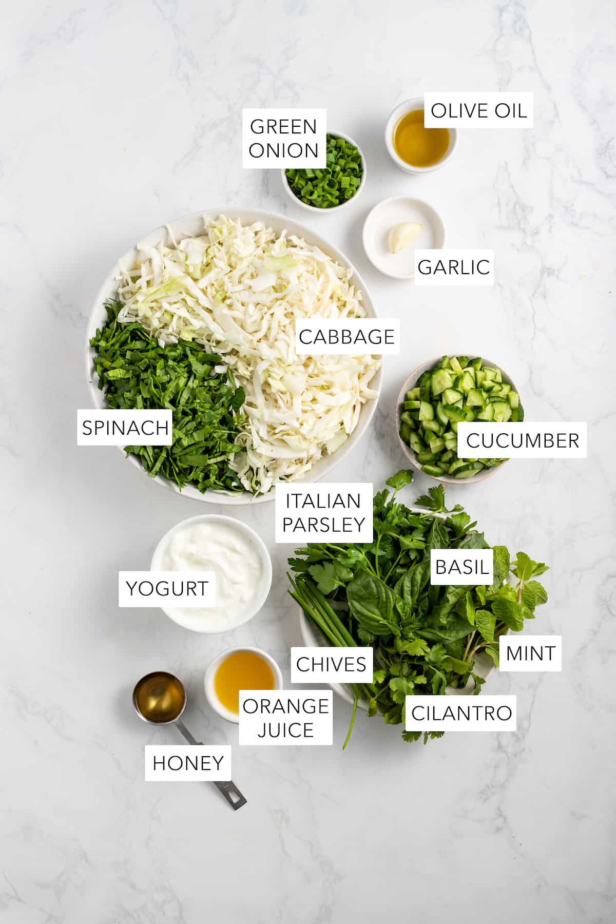 Ingredients for TikTok Green Goddess Salad.