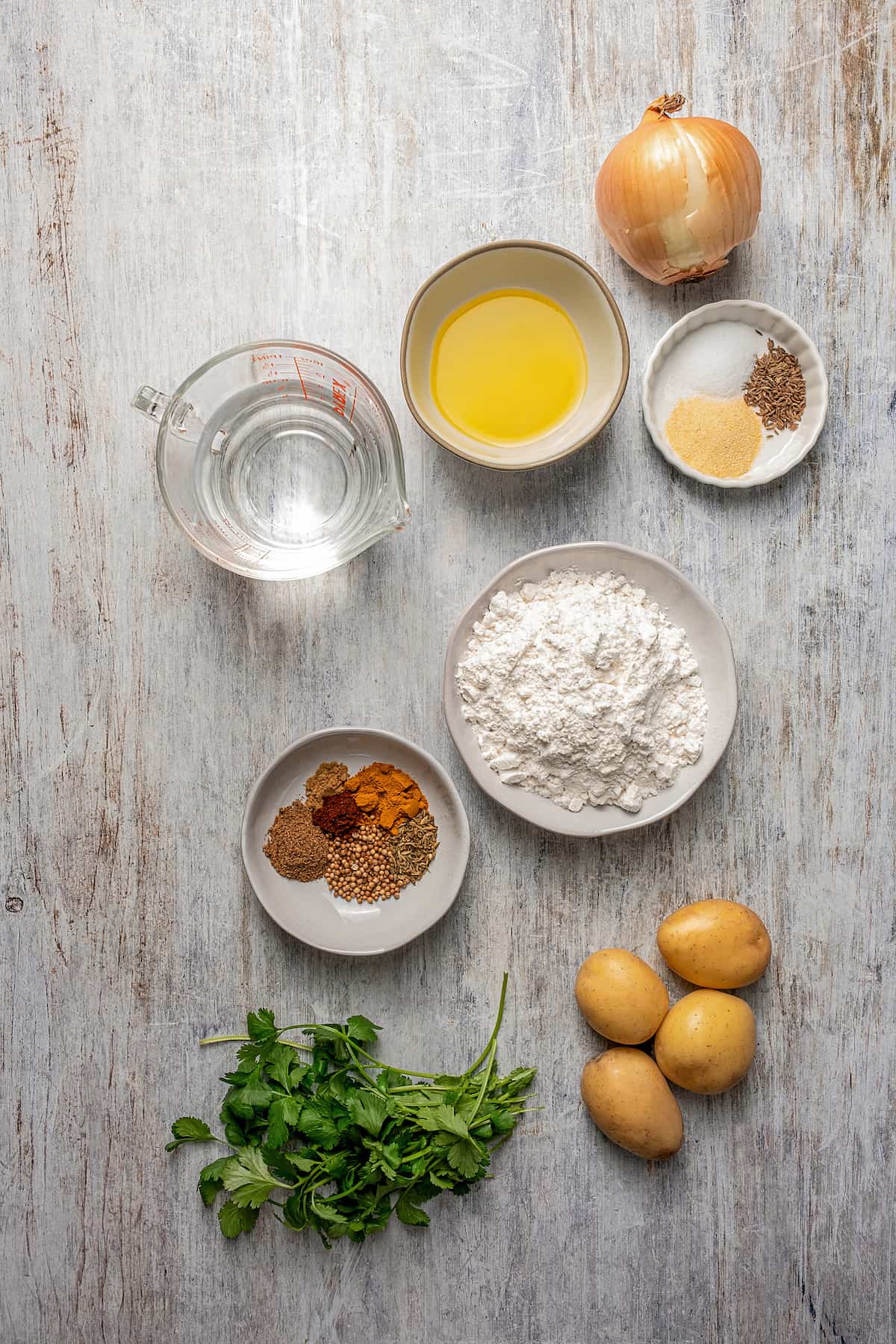 Ingredients for homemade samosas.