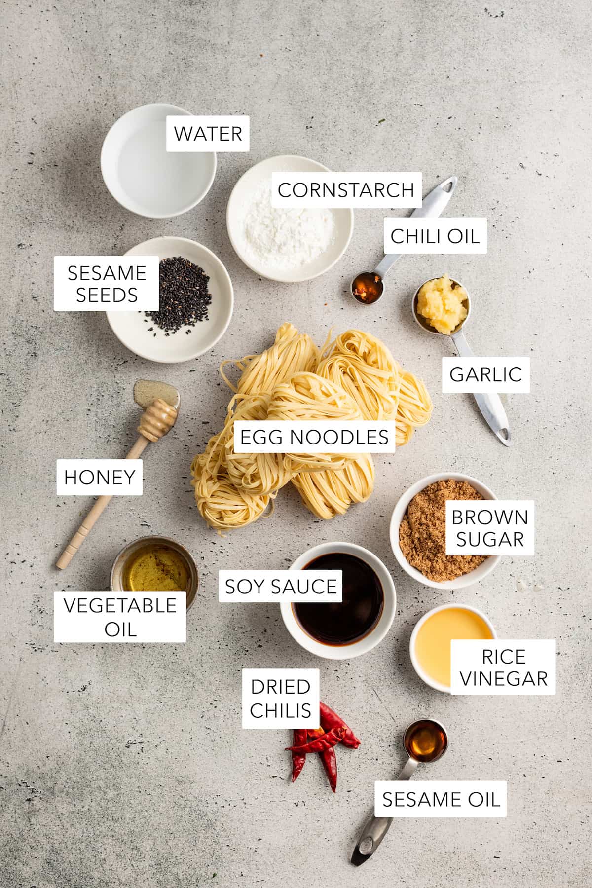 Ingredients for easy teriyaki noodles.