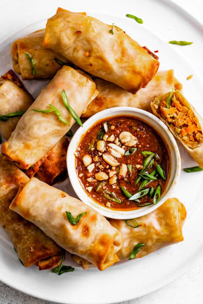 Air Fryer Spring Rolls with Peanut Sauce Recipe | Diethood