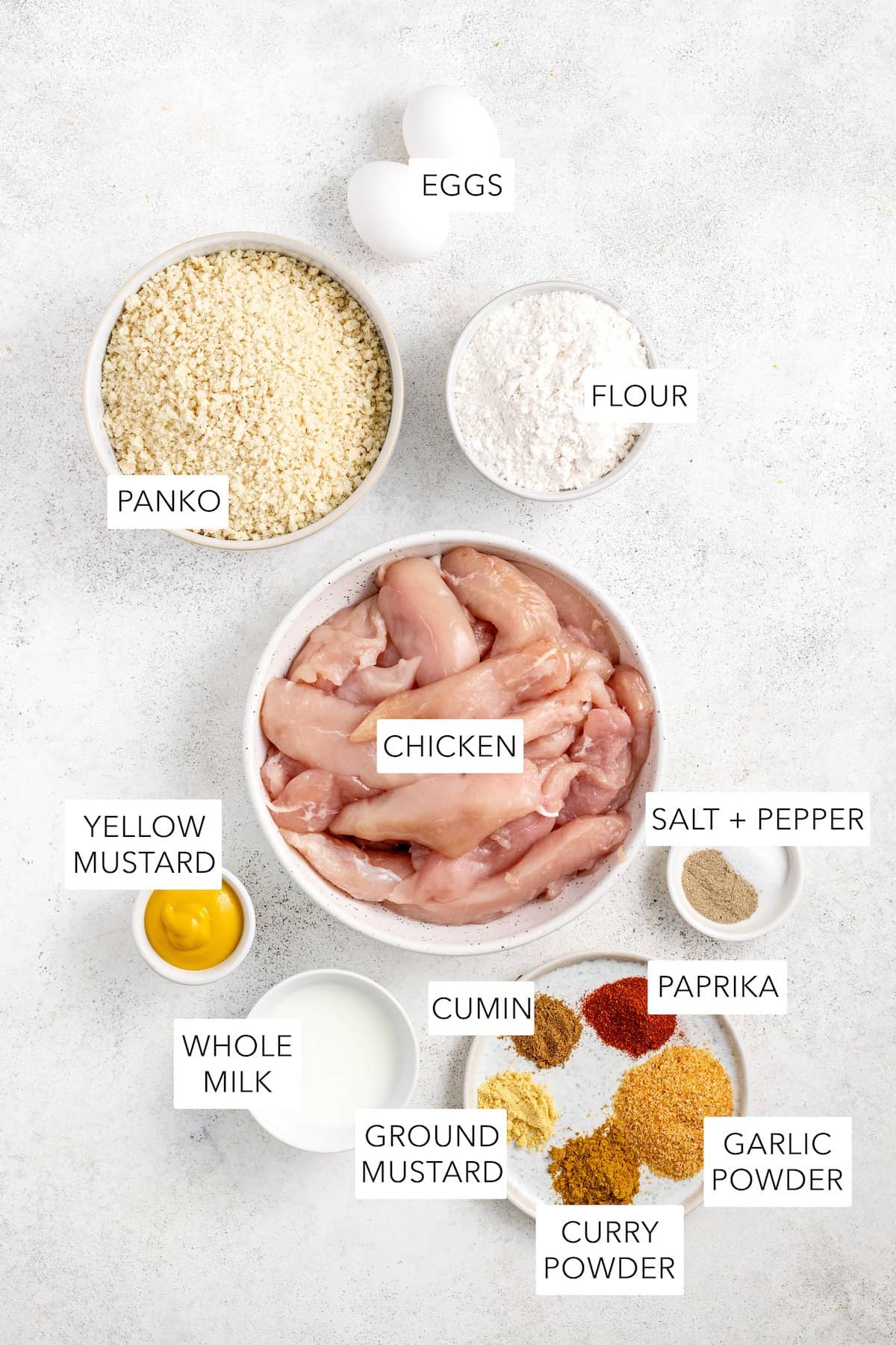 Ingredients for air fryer chicken tenders. 
