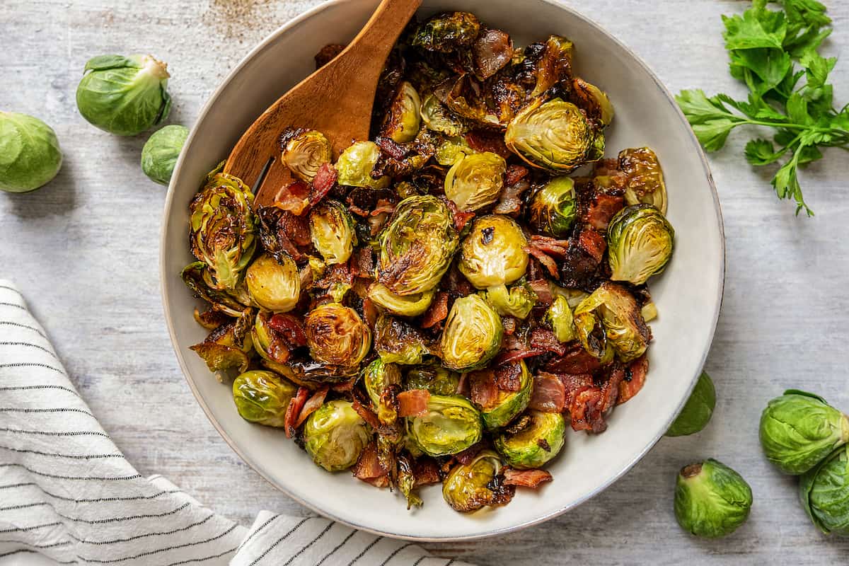 Roasted Brussels Sprouts with Bacon | Diethood