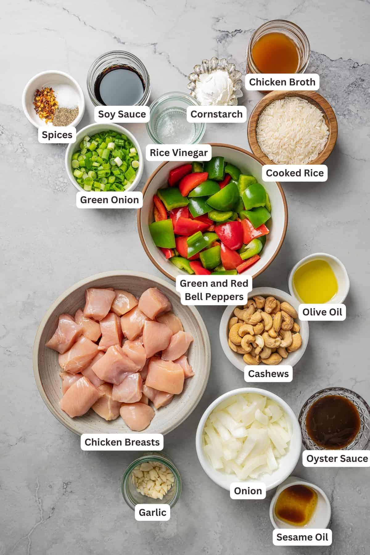 Ingredients for Cashew Chicken.
