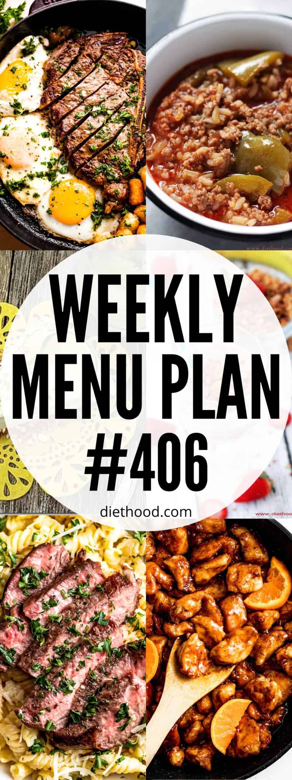WEEKLY MENU PLAN (#406) six pictures collage