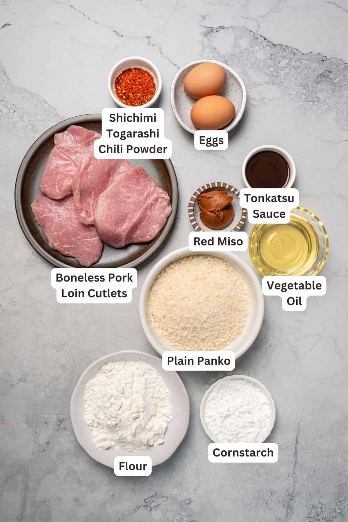 Ingredients for Pork Katsu.