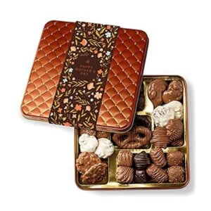 A tin filled with chocolates