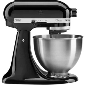 Black and silver kitchen aid stand mixer