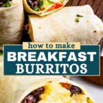 Breakfast burritos recipe Pinterest image.