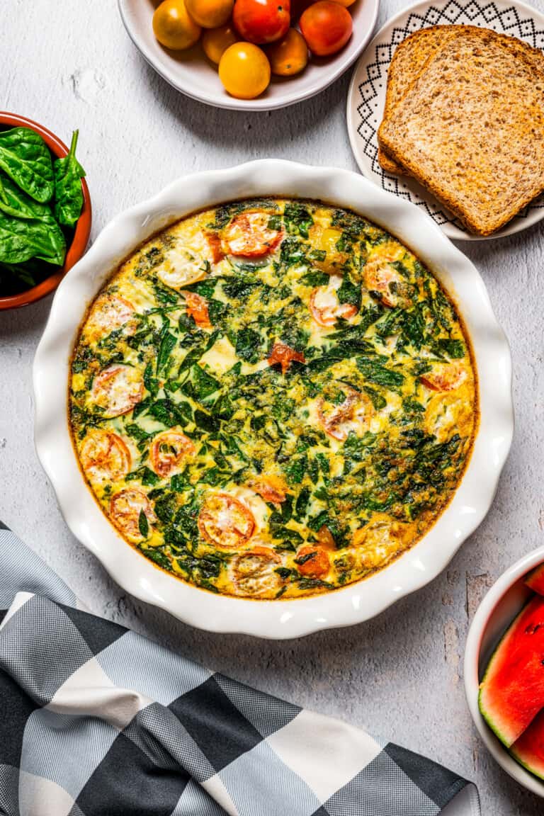 Egg White Frittata with Tomatoes and Spinach | Diethood