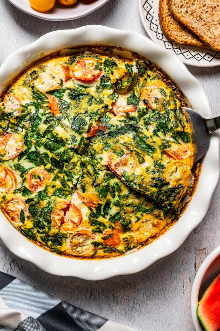 Egg White Frittata with Tomatoes and Spinach | Diethood