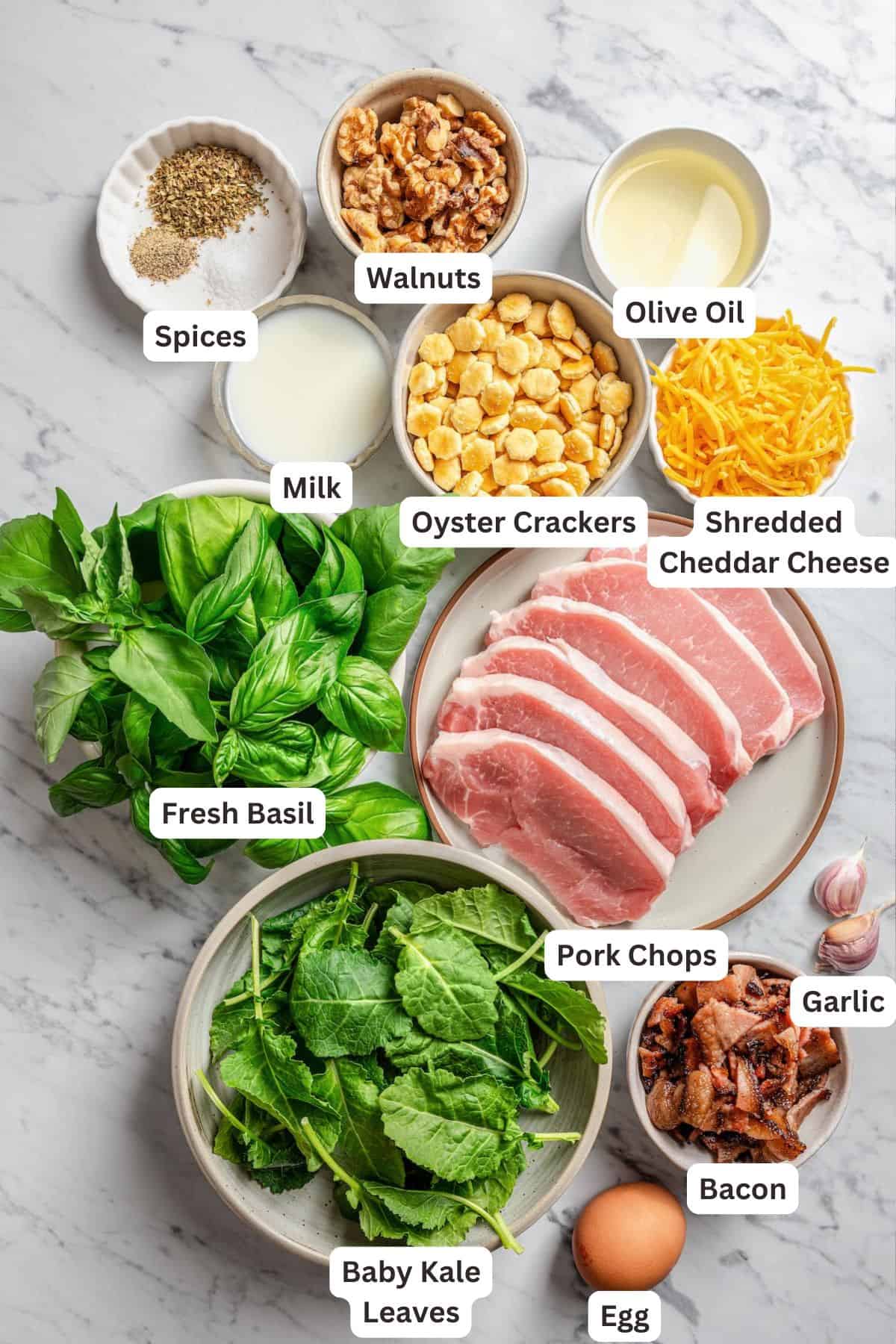 Ingredients for Easy Breaded Pork Chops.