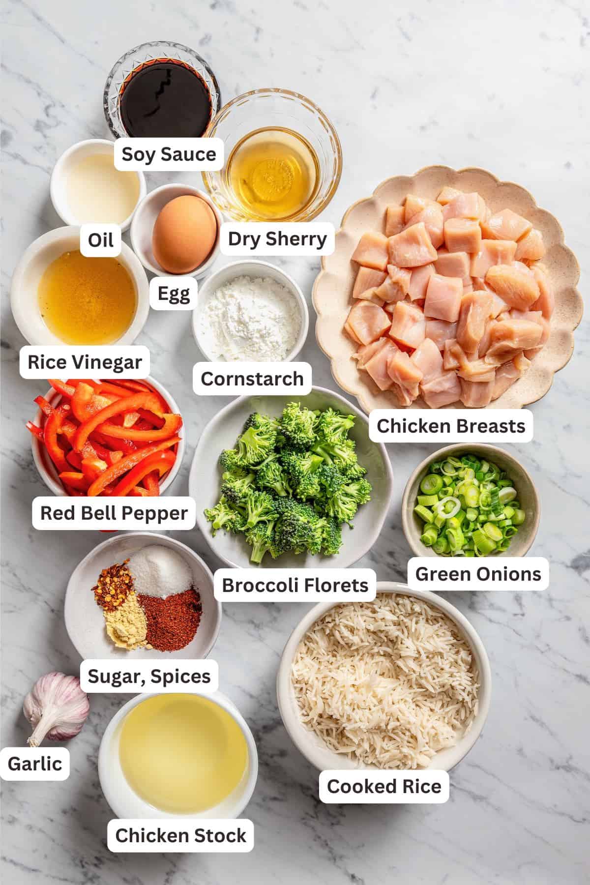 Ingredients for General Tso’s Chicken.