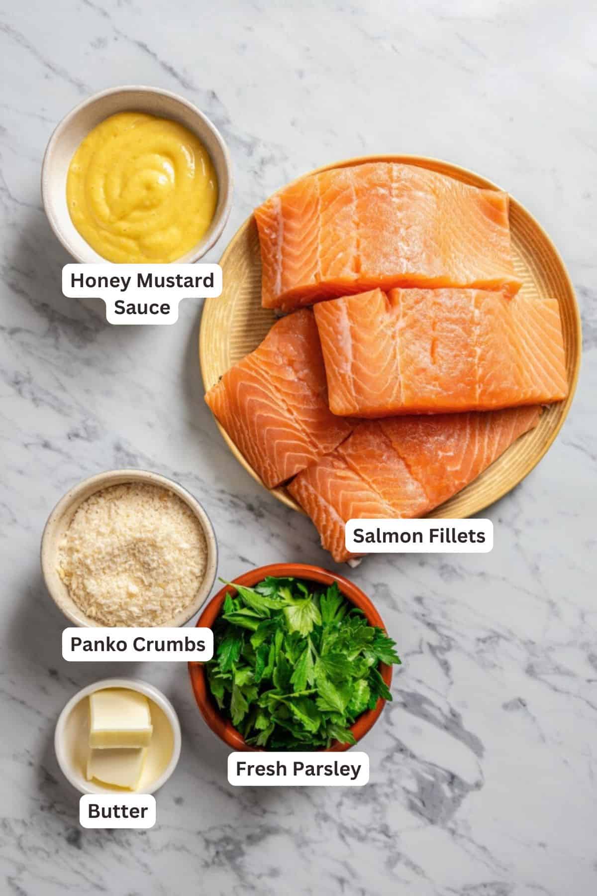 Ingredients for Honey Mustard Salmon.