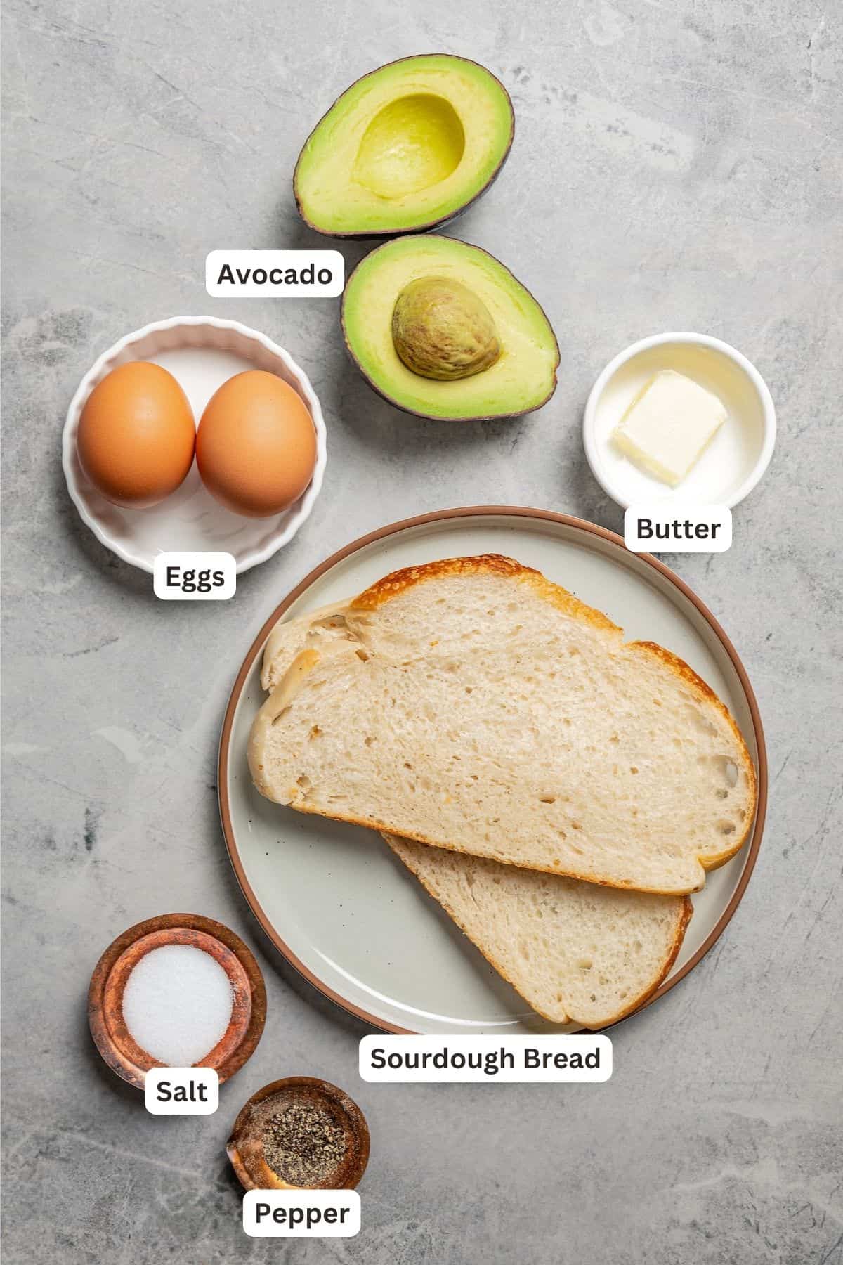 Ingredients for Avocado Toast.