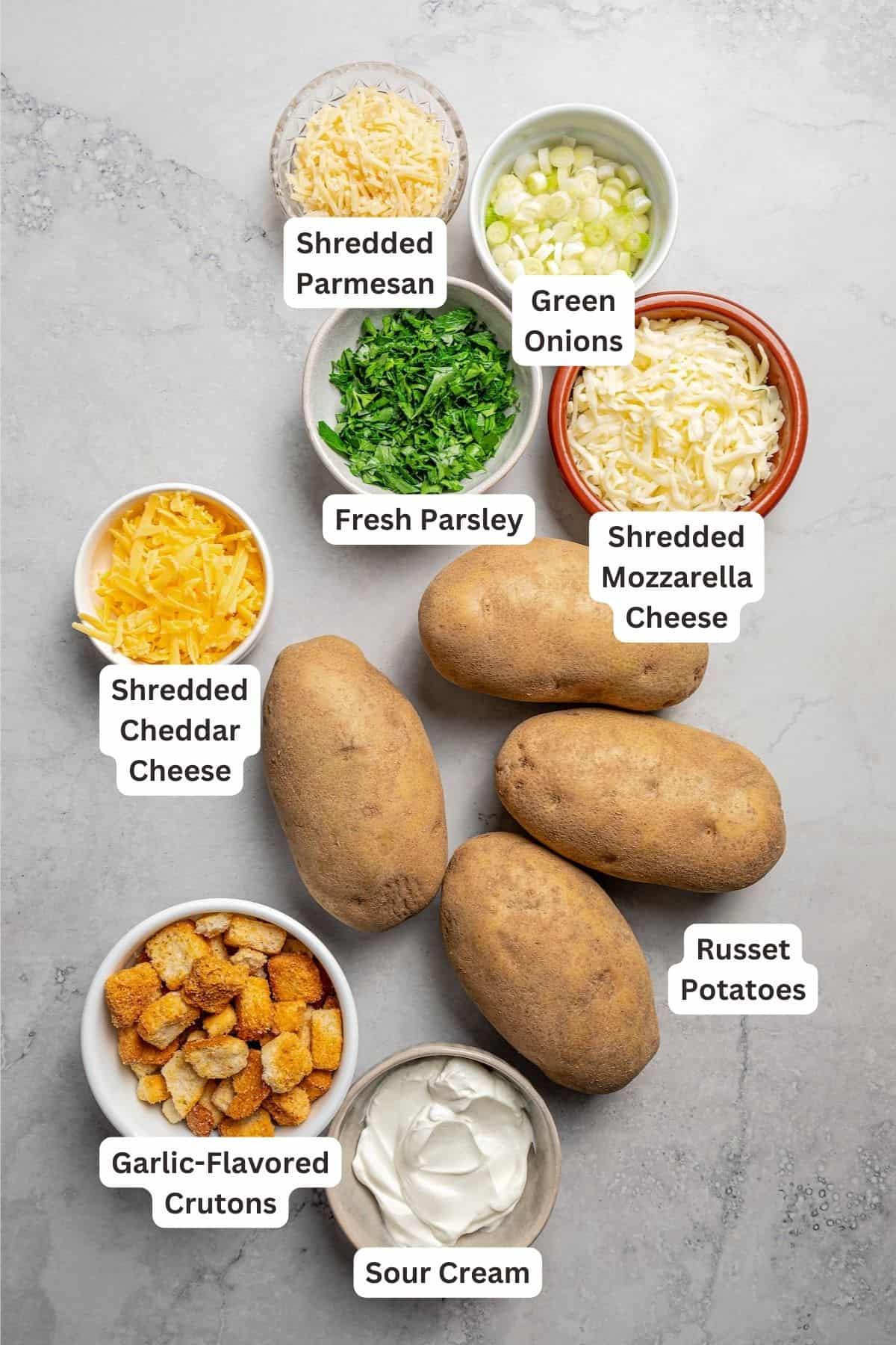 Ingredients for Crispy Potato Skins Recipe.