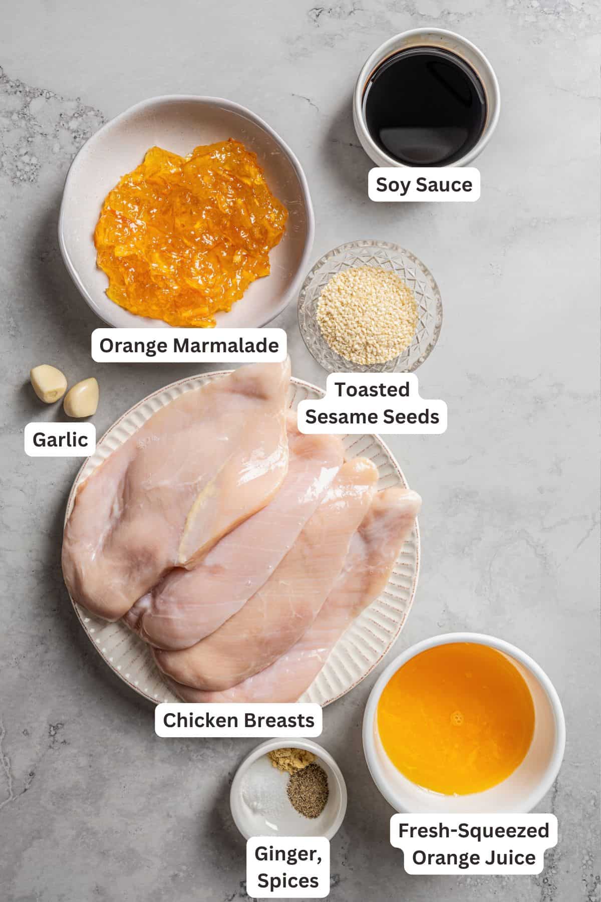 Ingredients for Crockpot Orange Chicken.