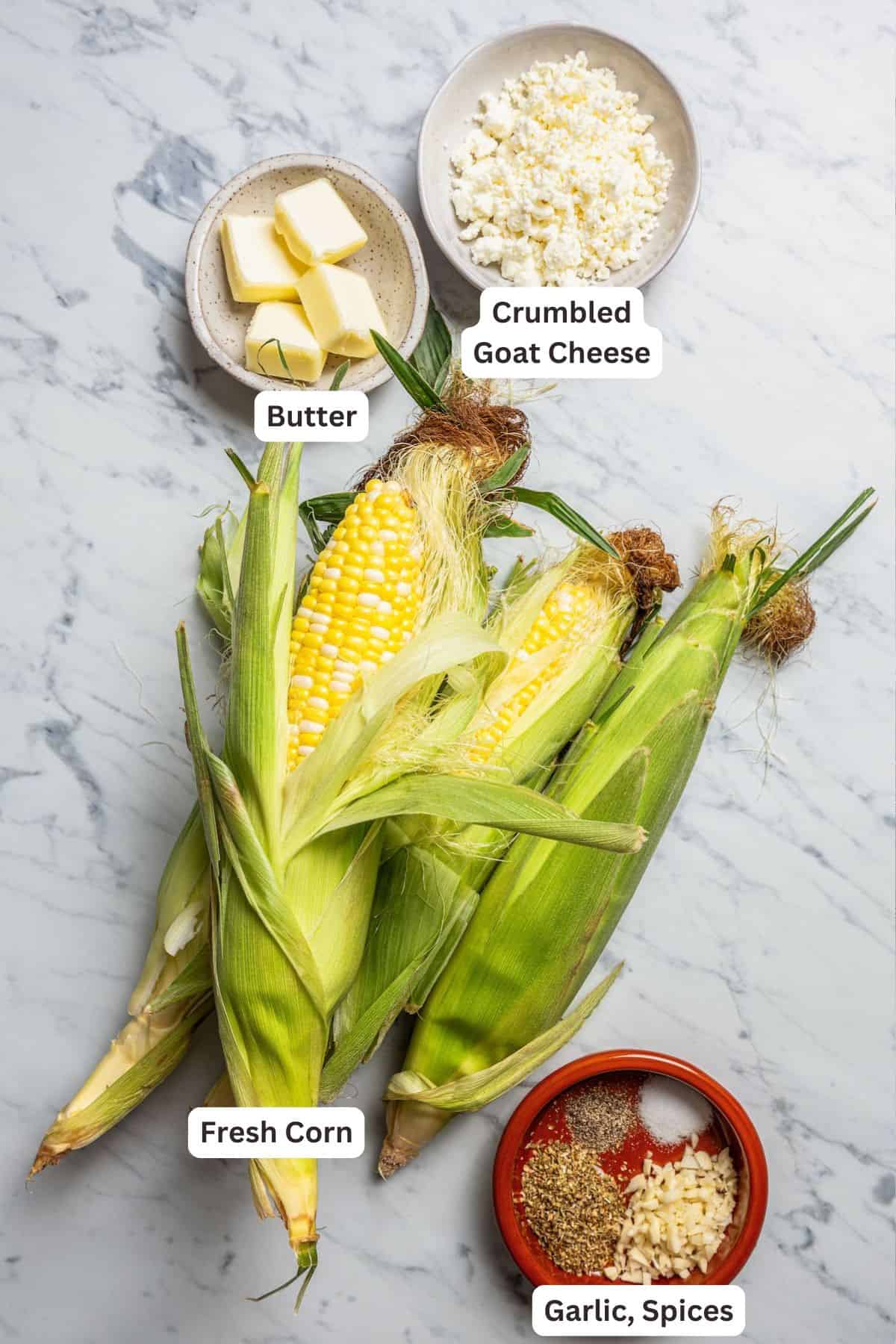 Ingredients for Grilled Corn on the Cob.