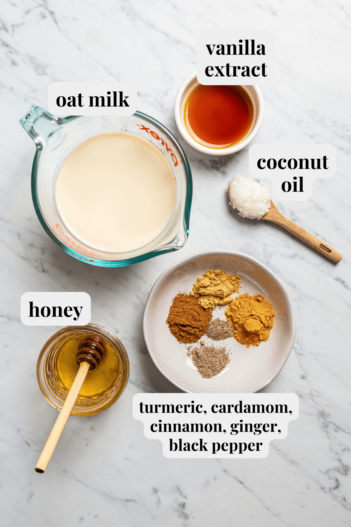 Photo of Golden milk latte ingredients.