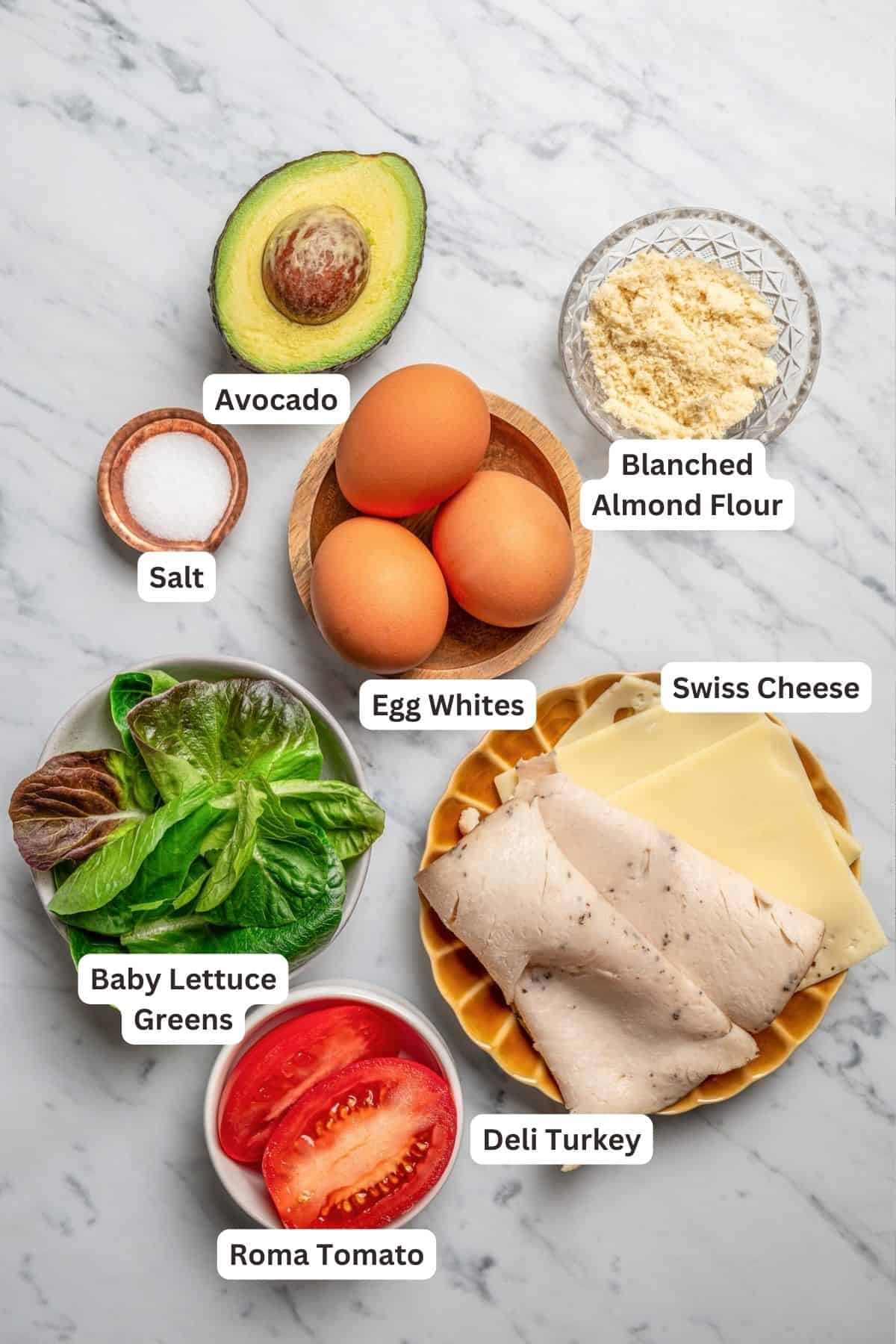 Ingredients for Egg White Wraps.