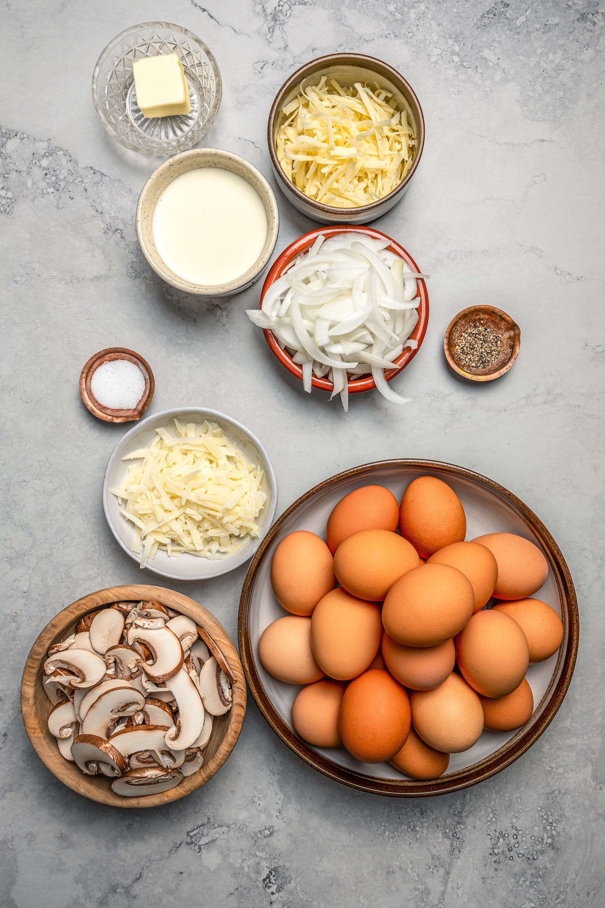 Ingredients for sheet pan eggs.