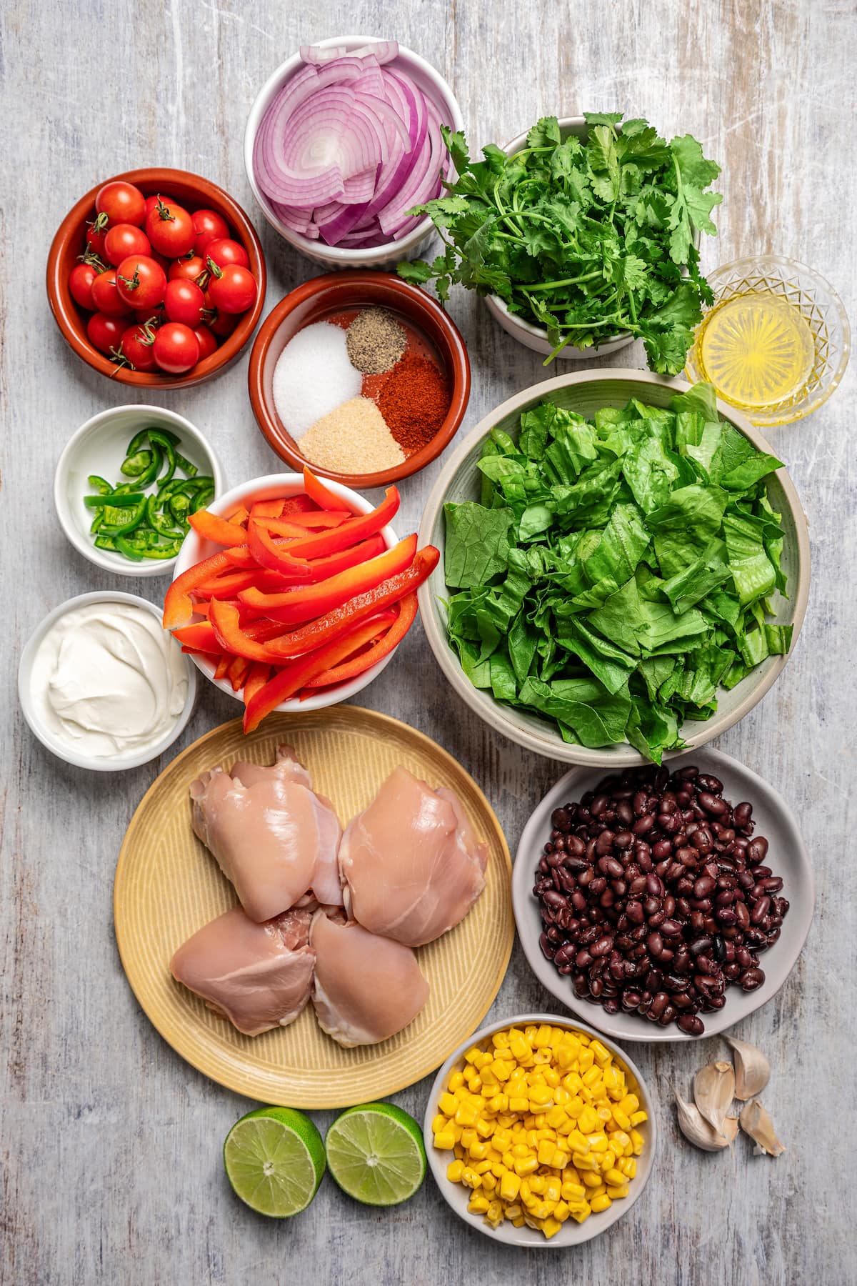 Ingredients for Southwestern chicken salad.