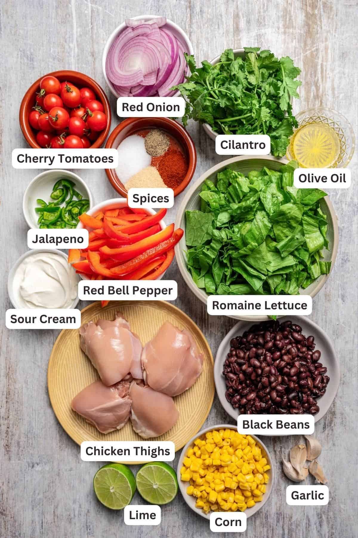 Ingredients for Southwestern Salad.