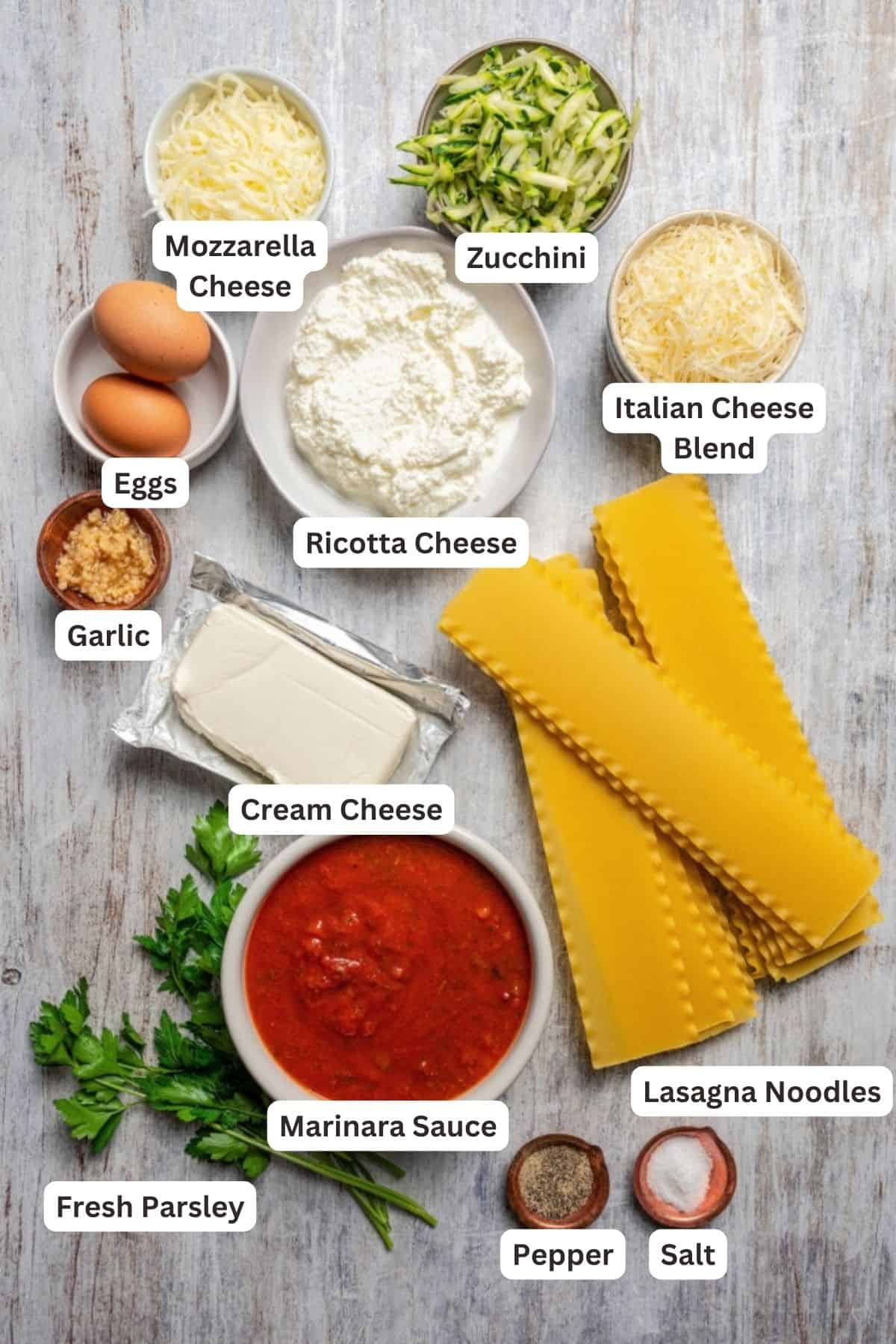 Ingredients for Lasagna Roll Ups.