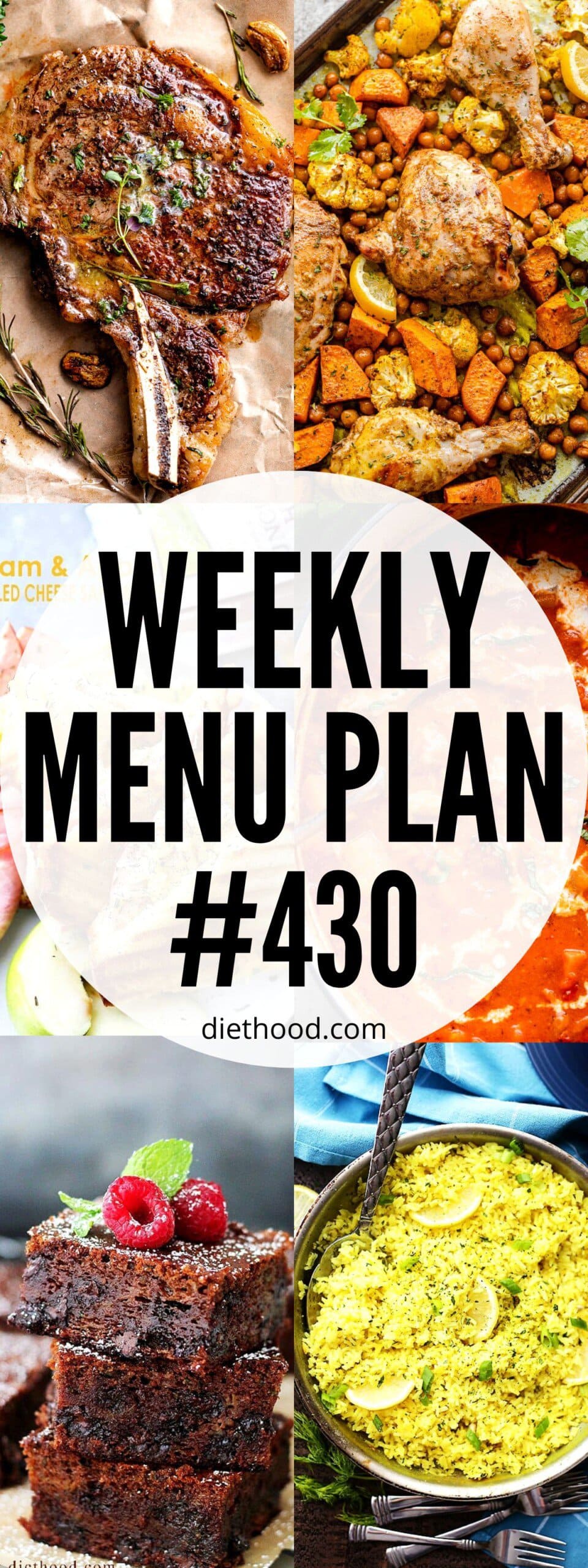 WEEKLY MENU PLAN 430 six pictures collage.