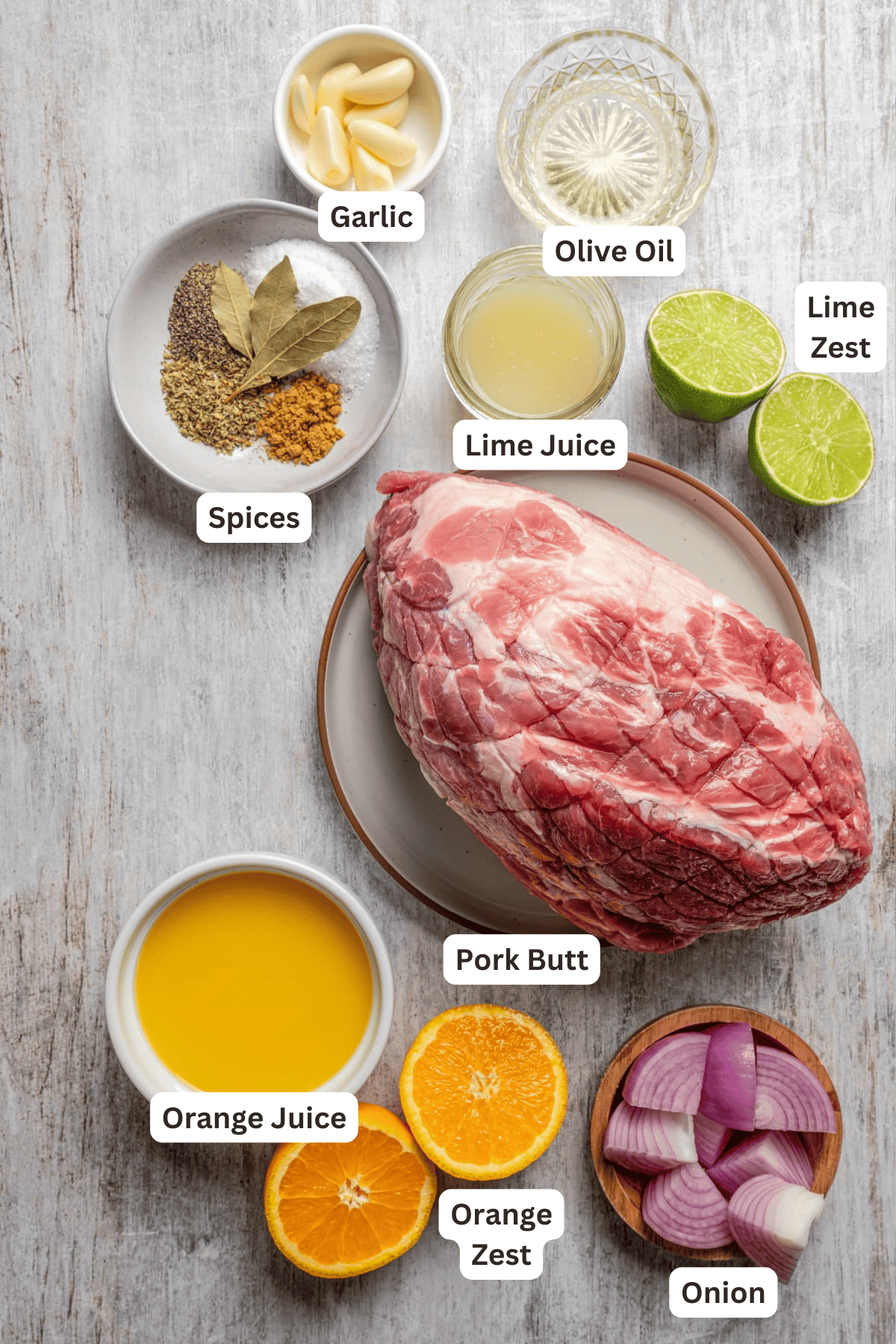 Ingredients for Mojo Pork.