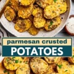 Parmesan crusted potatoes Pinterest image.